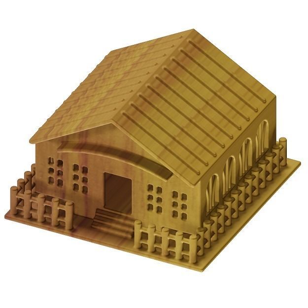 Wooden Holiday Cottage 3D model_1