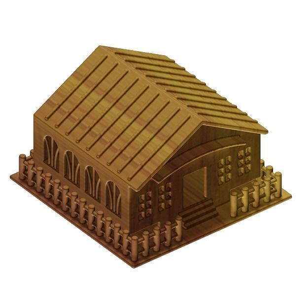 Wooden Holiday Cottage 3D model_2