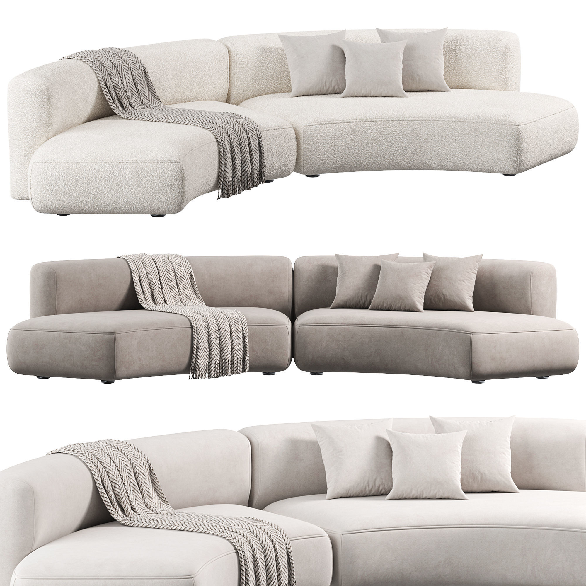 COSY CURVE Sofa 3 Low-poly 3D model_1