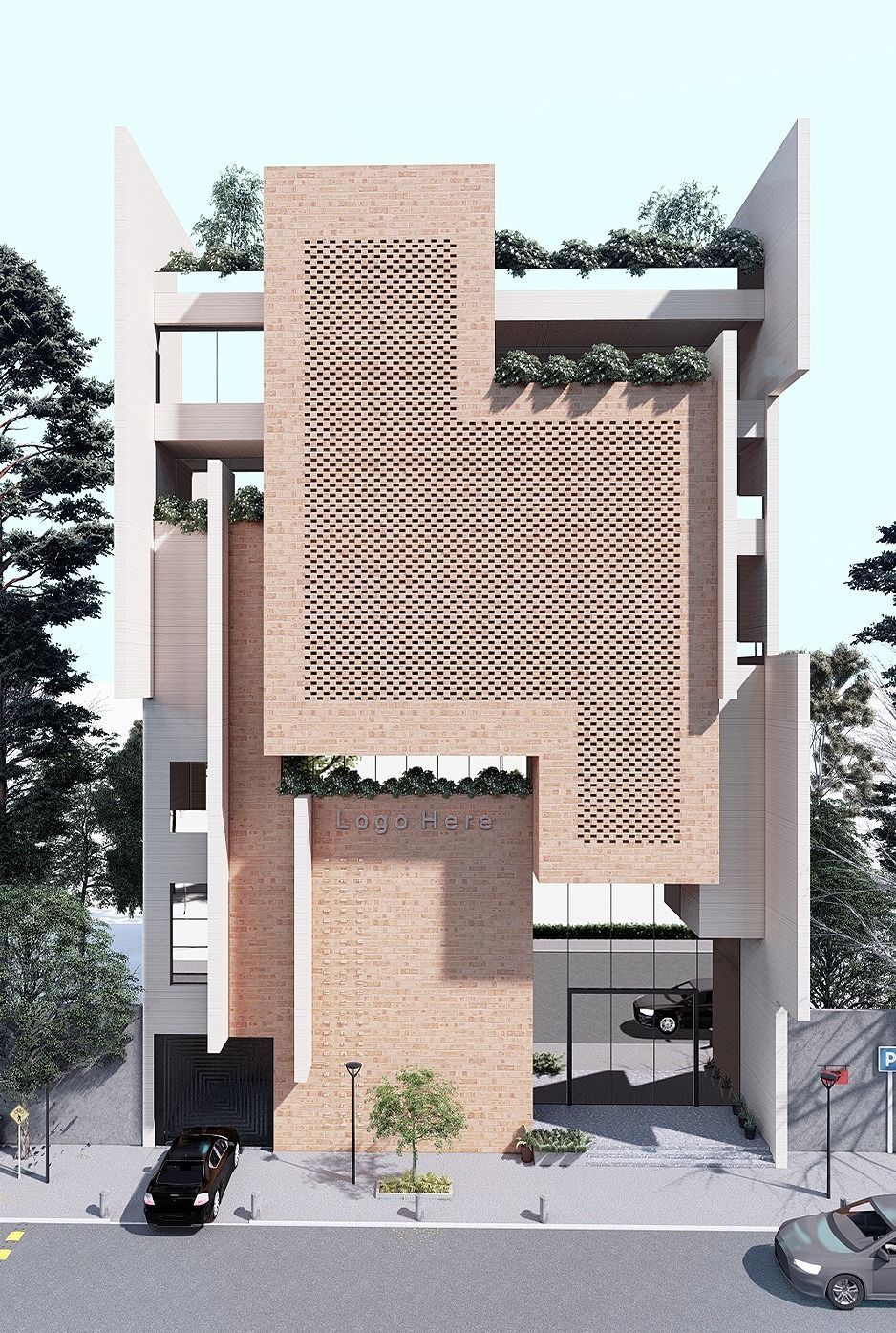 Modern Building N40 3D model_2