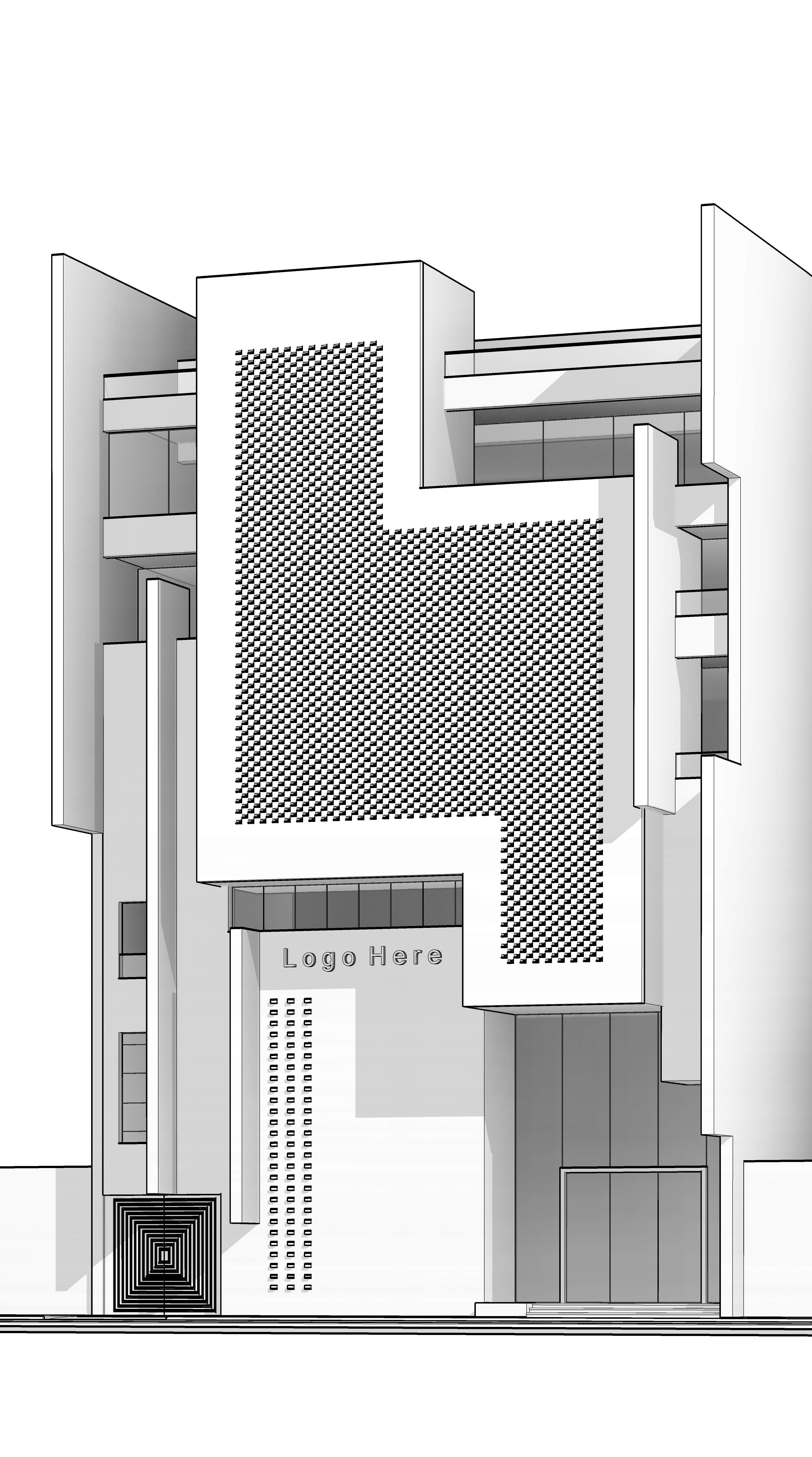 Modern Building N40 3D model_7