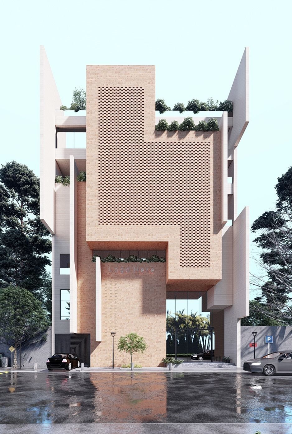 Modern Building N40 3D model_4