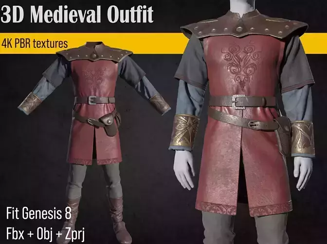 medieval character clothes and shoes