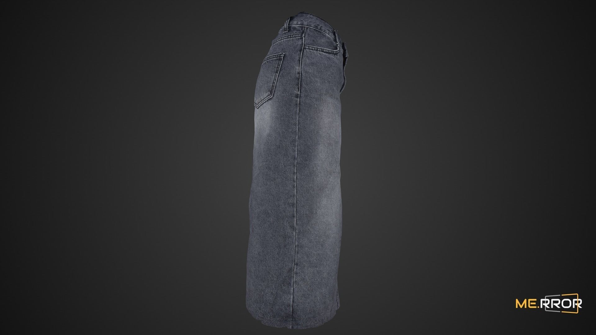 Denim Long Skrit 3D model_4
