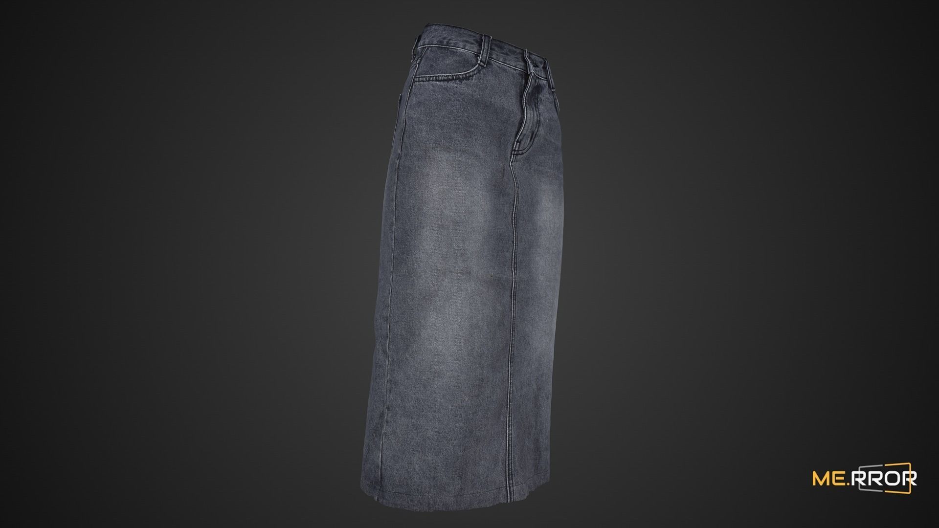 Denim Long Skrit 3D model_5