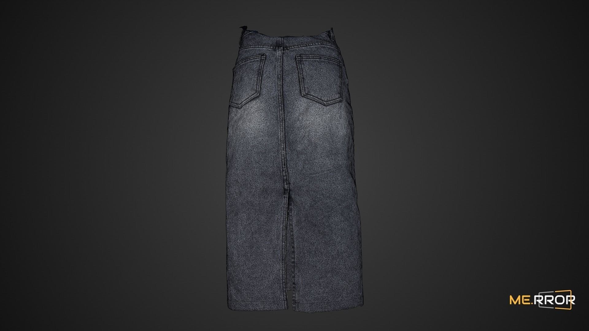 Denim Long Skrit 3D model_3
