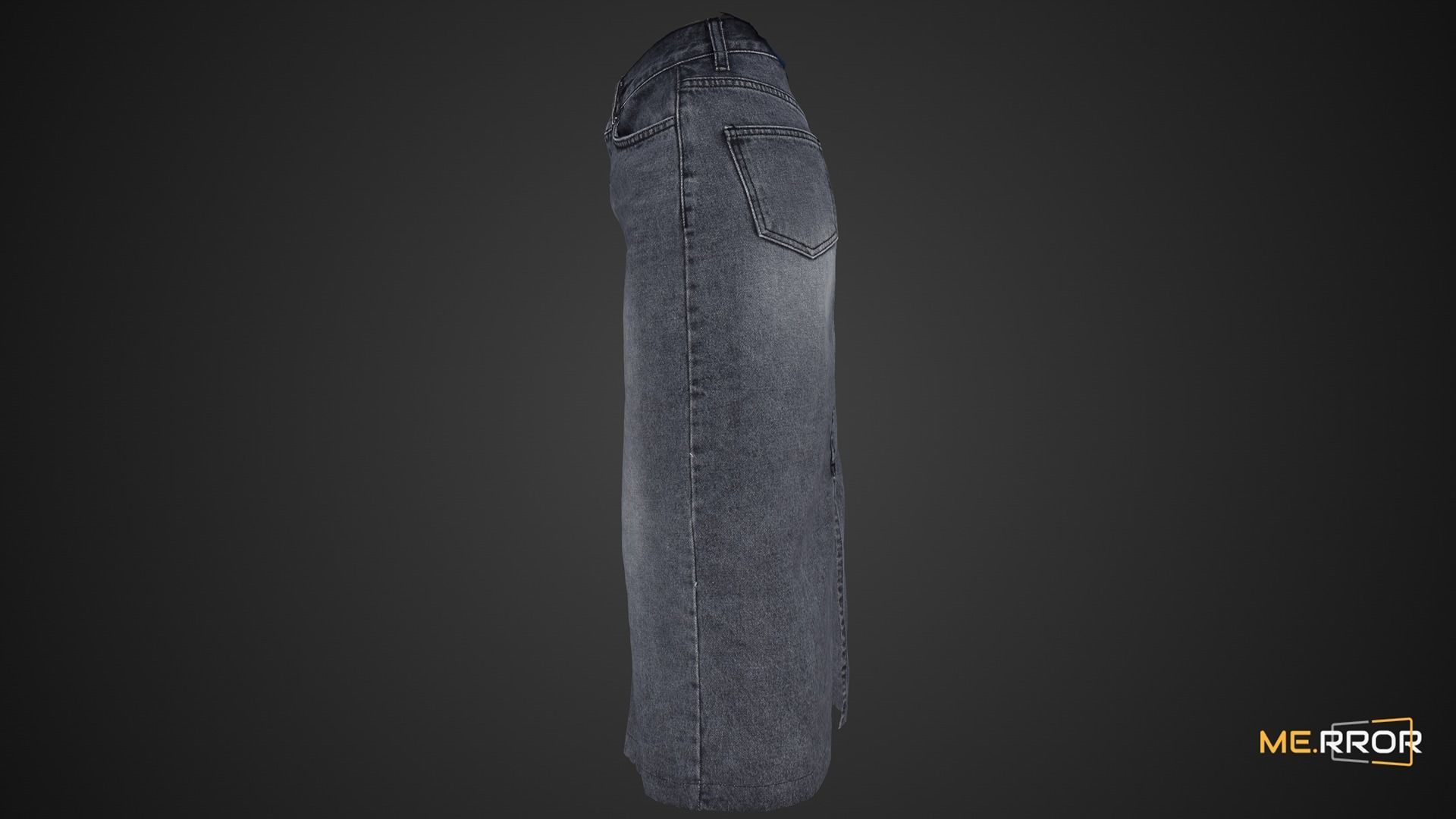Denim Long Skrit 3D model_8