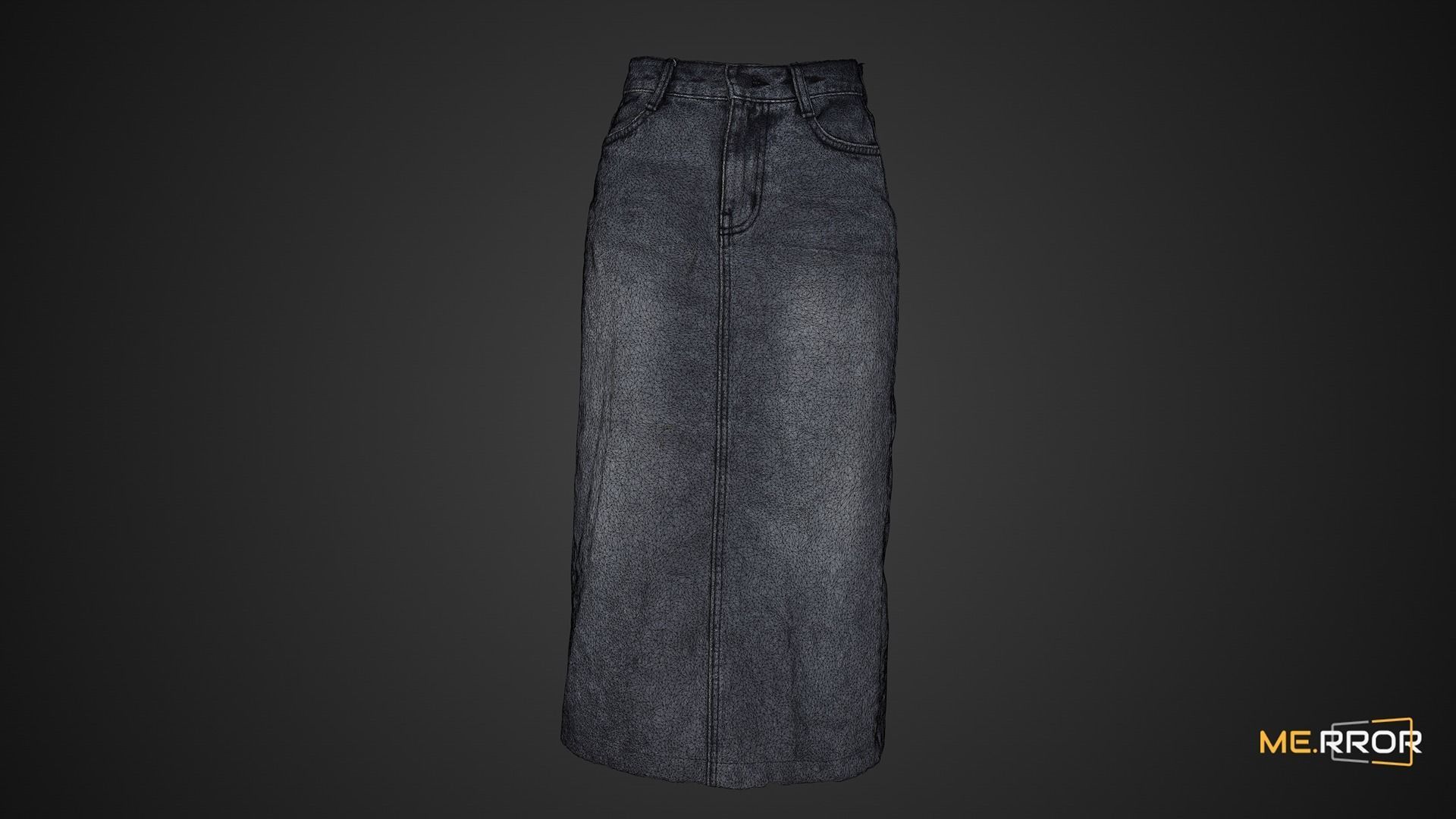 Denim Long Skrit 3D model_1
