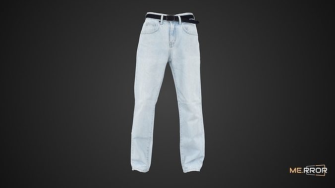 Light Blue Jeans and Belt 3D model