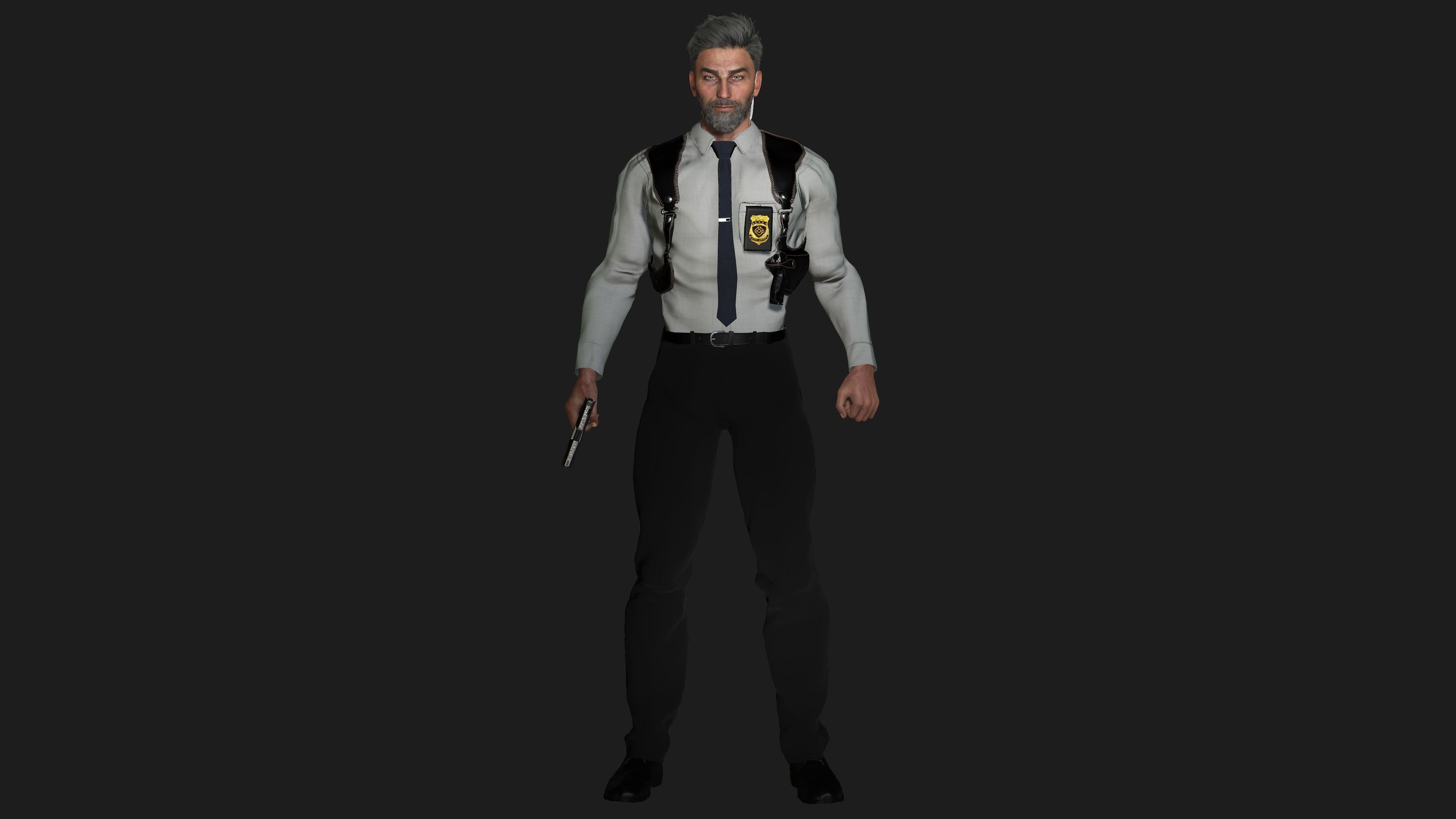 AAA 3D POLICE MAN GUN BADGE -REALISTIC RIG GAME READY CHARACTER Low-poly 3D model_10