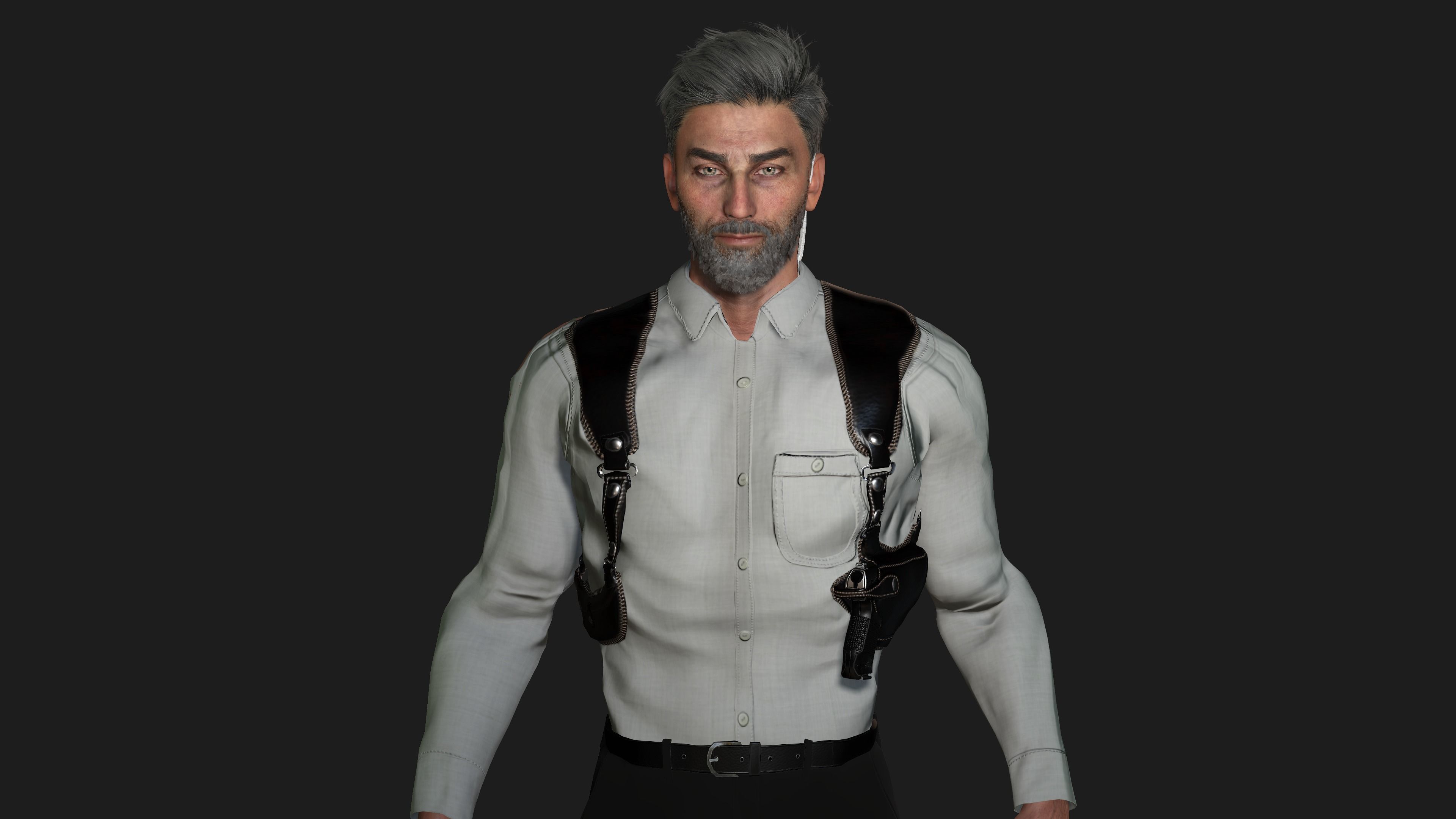 AAA 3D POLICE MAN GUN BADGE -REALISTIC RIG GAME READY CHARACTER Low-poly 3D model_9