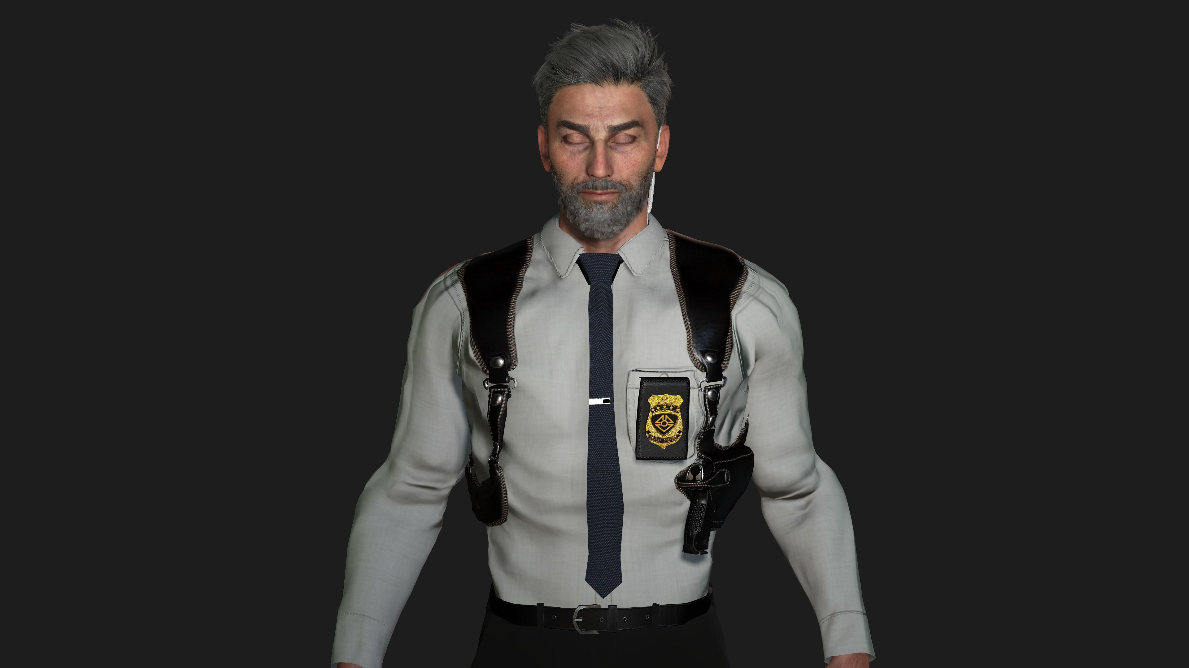 AAA 3D POLICE MAN GUN BADGE -REALISTIC RIG GAME READY CHARACTER Low-poly 3D model_7