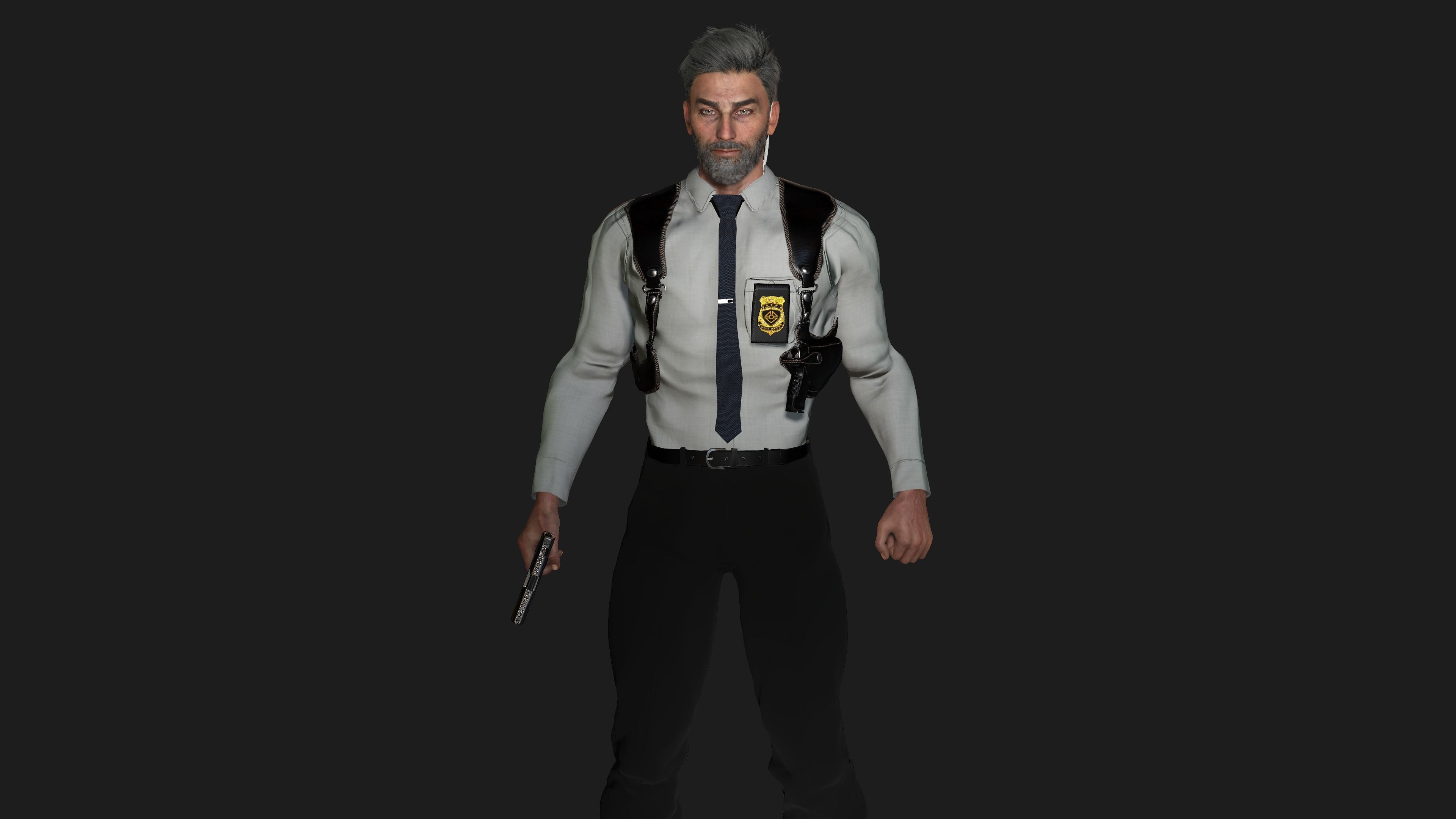 AAA 3D POLICE MAN GUN BADGE -REALISTIC RIG GAME READY CHARACTER Low-poly 3D model_2