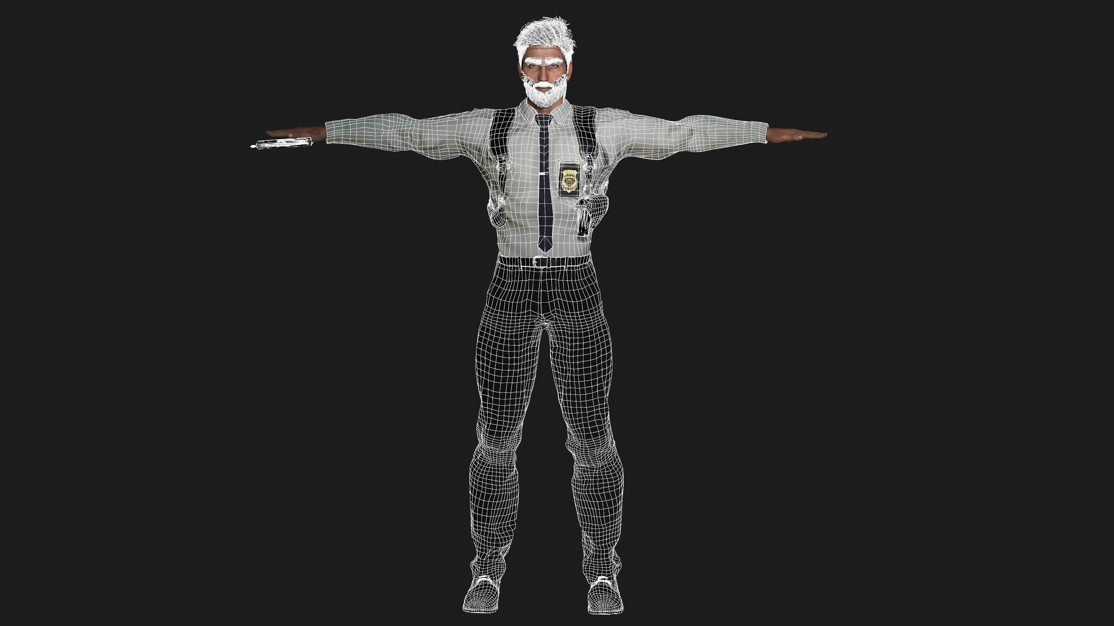 AAA 3D POLICE MAN GUN BADGE -REALISTIC RIG GAME READY CHARACTER Low-poly 3D model_18