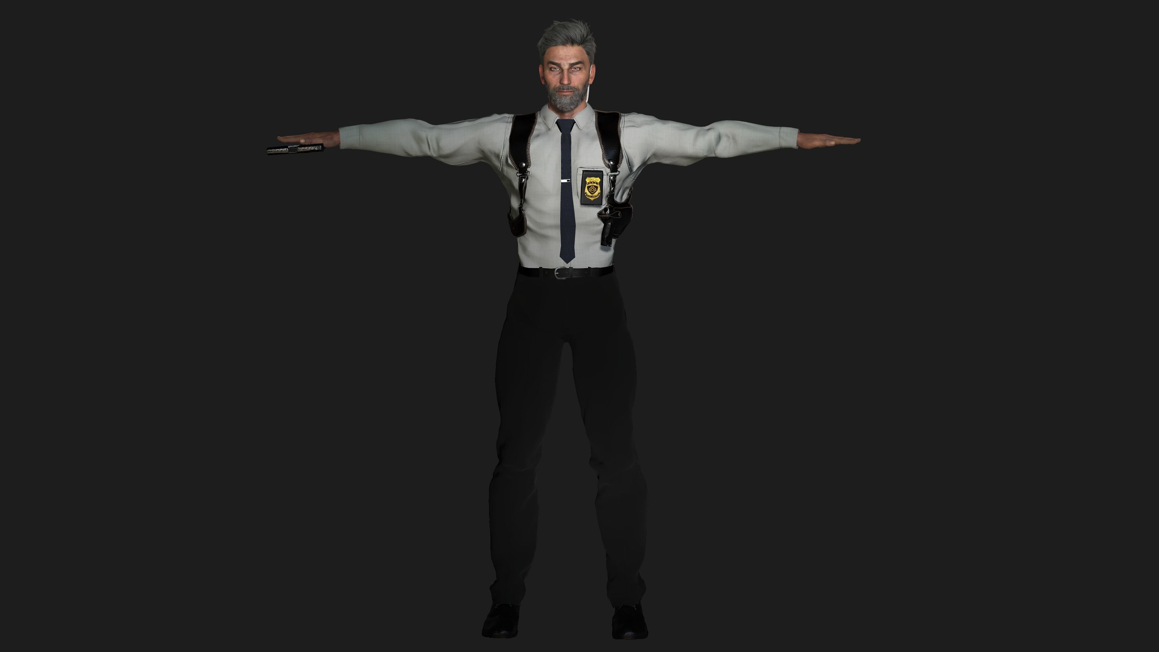 AAA 3D POLICE MAN GUN BADGE -REALISTIC RIG GAME READY CHARACTER Low-poly 3D model_17