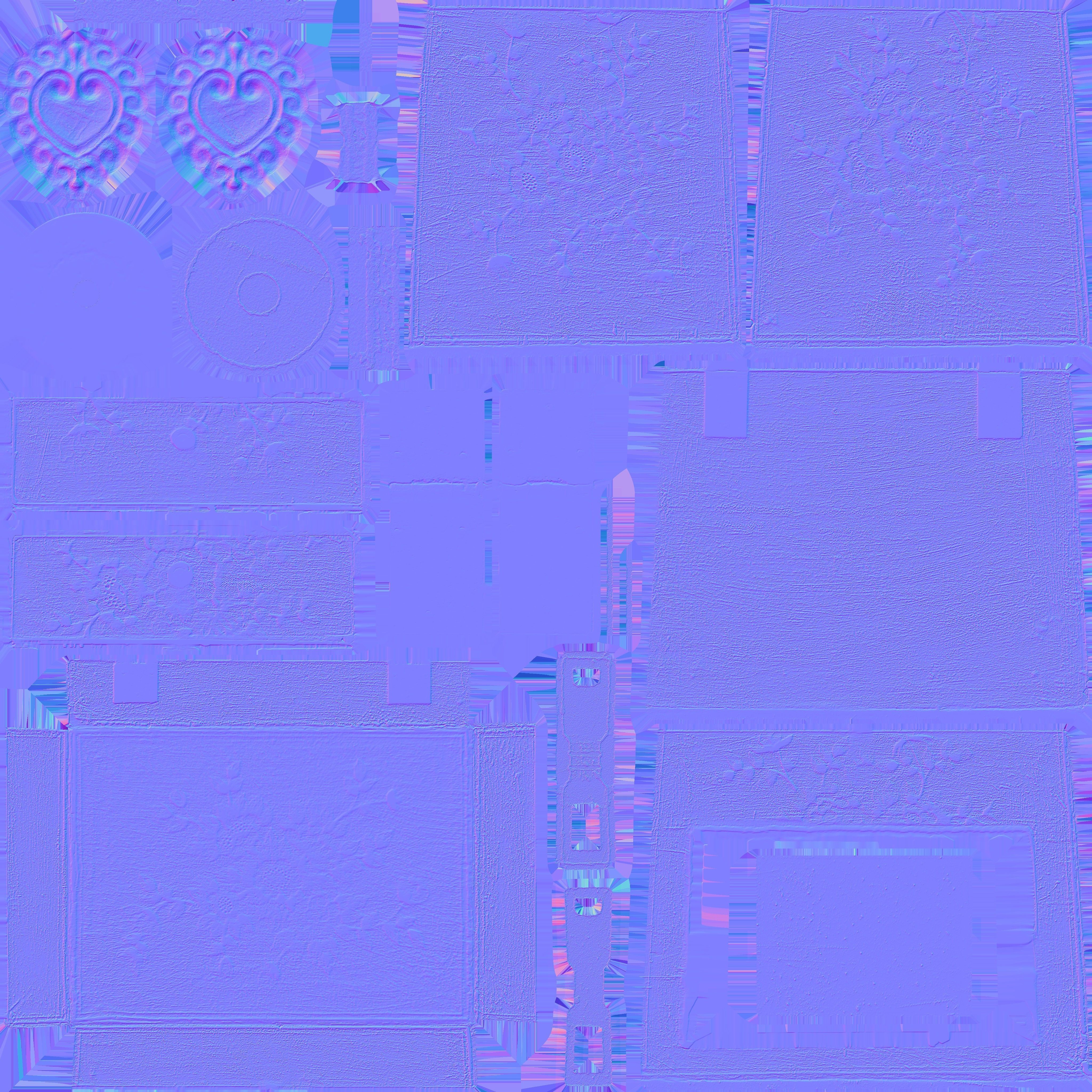 Game Ready Floral Small Drawer Low-poly 3D model_18