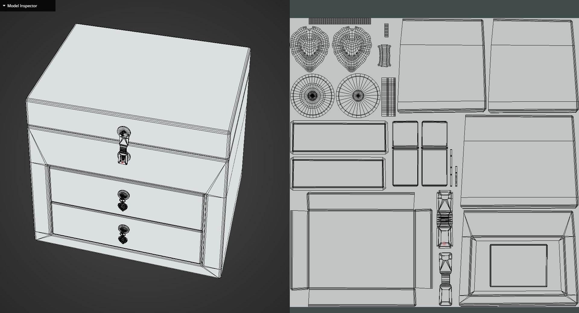 Game Ready Floral Small Drawer Low-poly 3D model_13