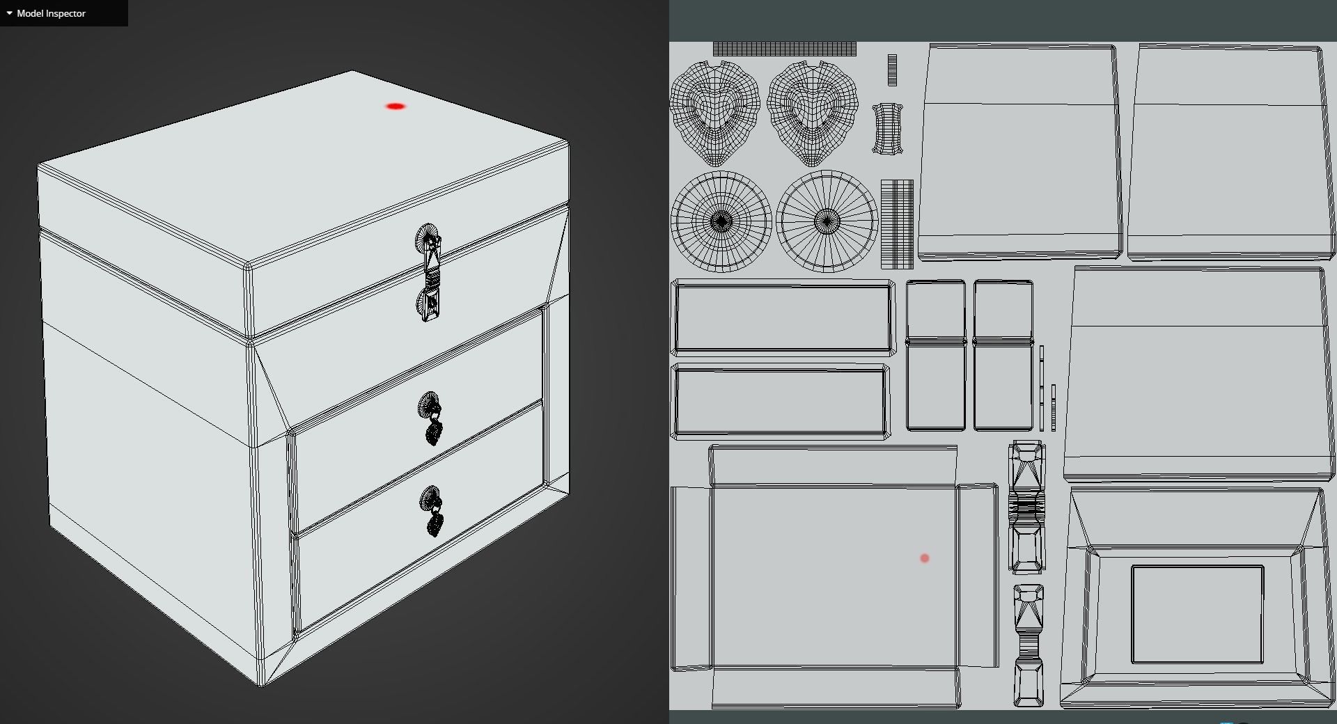 Game Ready Floral Small Drawer Low-poly 3D model_12