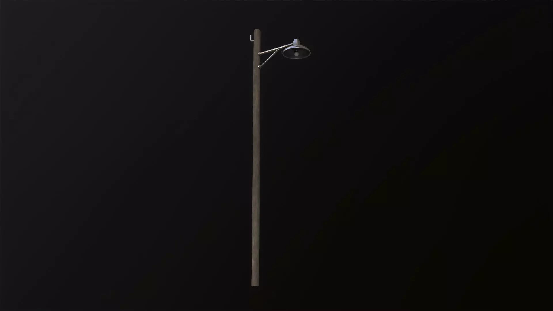 Wooden light pole 3D Model Low-poly 3D model_0