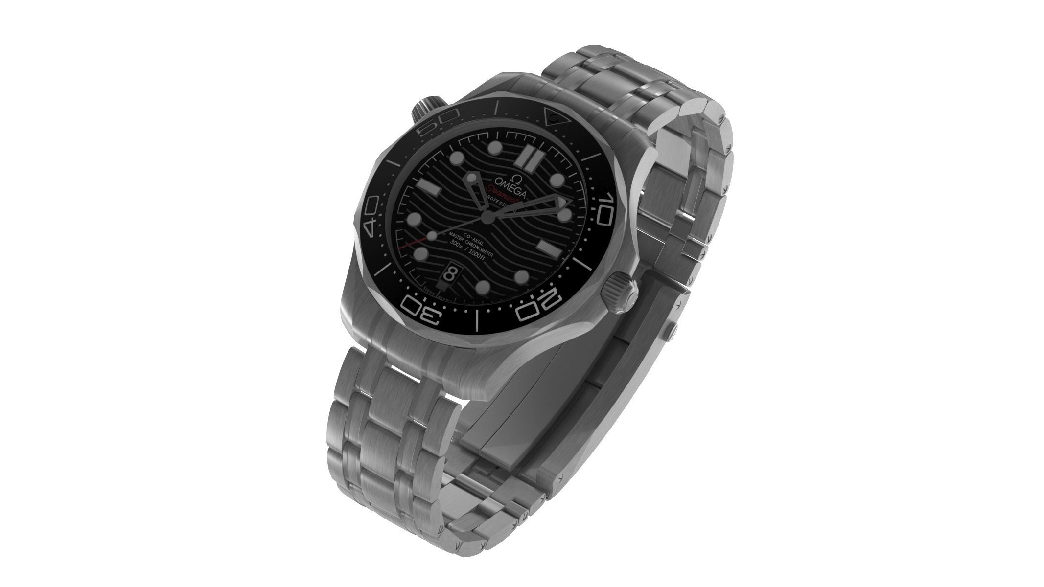  Omega Seamaster Diver on Steel 3D model_1