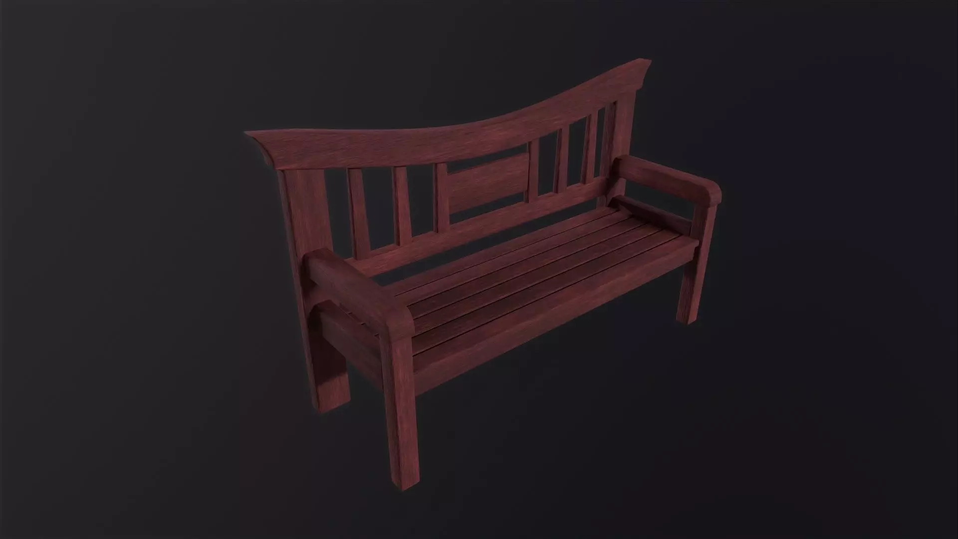 Asian wooden bench 3D Model Low-poly 3D model