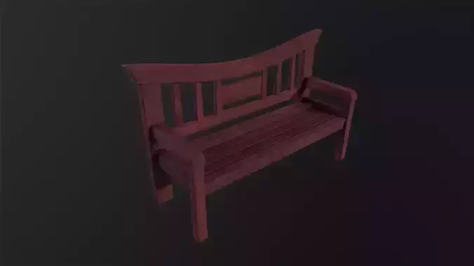 Asian wooden bench 3D Model Low-poly 3D model