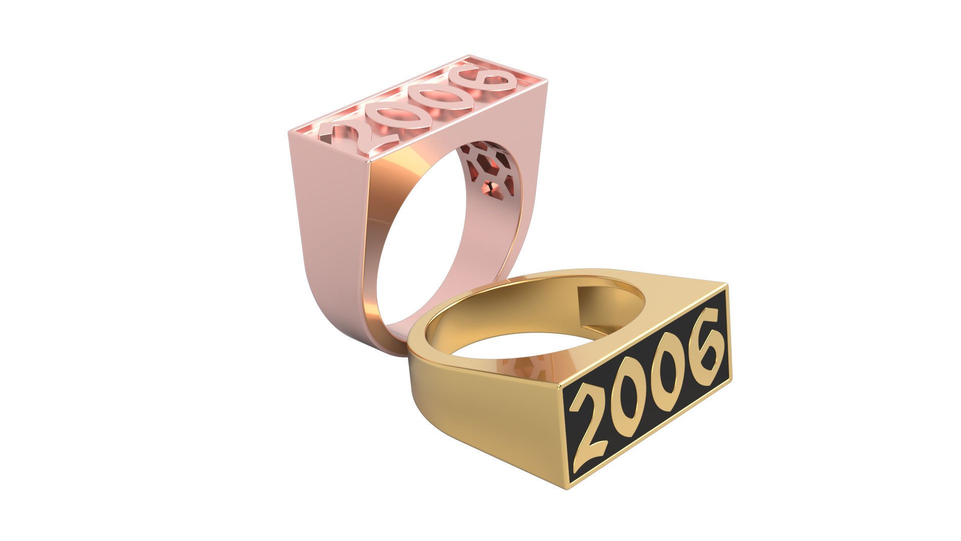 2006 Ring Set with and without gallery Size 5 - 9 US 3D print model_9