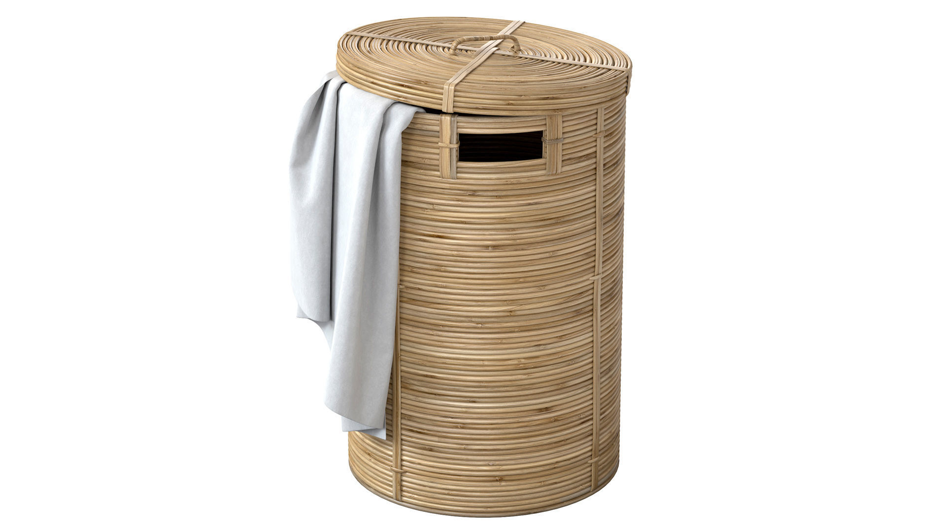 Wicker bamboo decor bathroom set 01 3D model_8