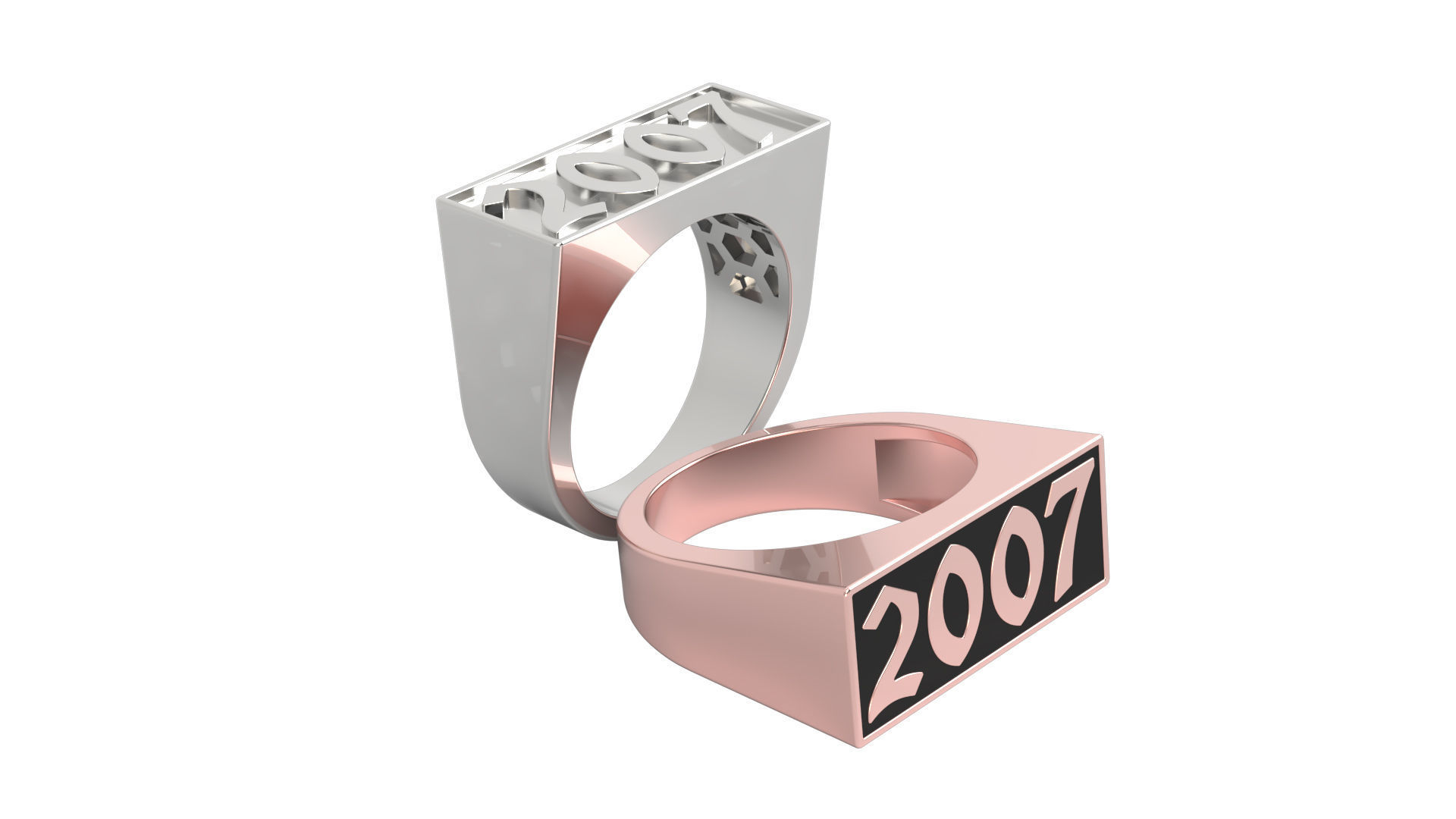 2007 Ring Set with and without gallery Size 5 - 9 US 3D print model_10