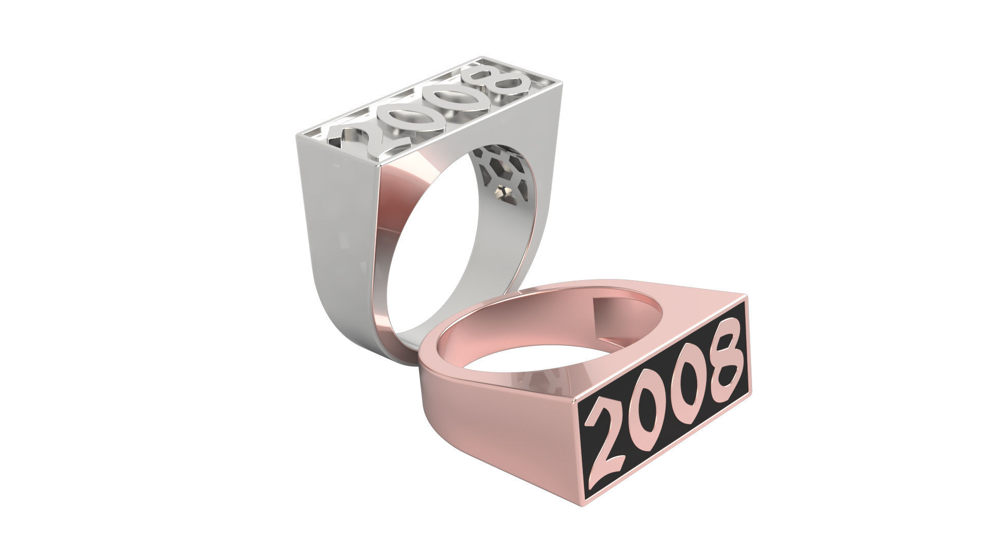 2008 Ring Set with and without gallery Size 5 - 9 US 3D print model_10