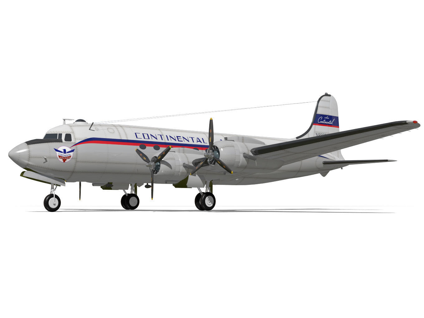Douglas DC-4 3D model_4