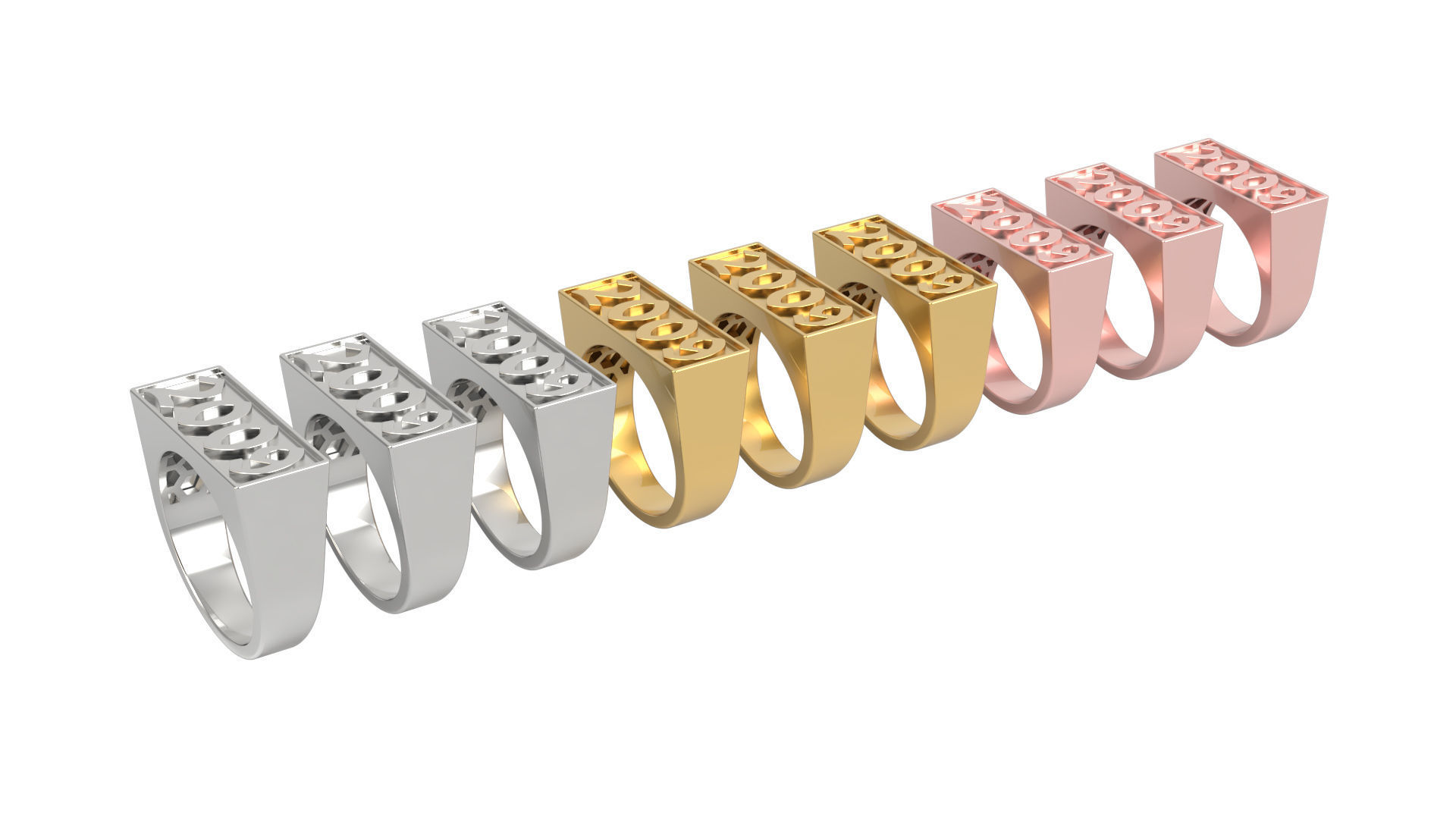 2009 Ring Set with and without gallery Size 5 - 9 US 3D print model_2