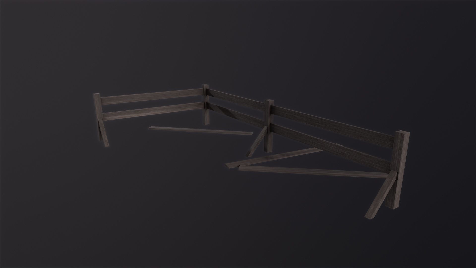 Fence wooden 3D Model Low-poly 3D model_5