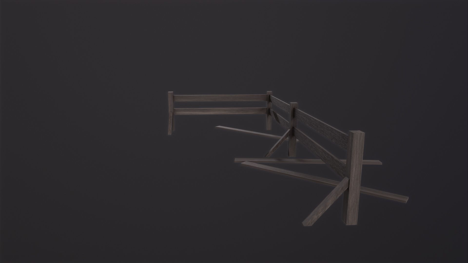 Fence wooden 3D Model Low-poly 3D model_6