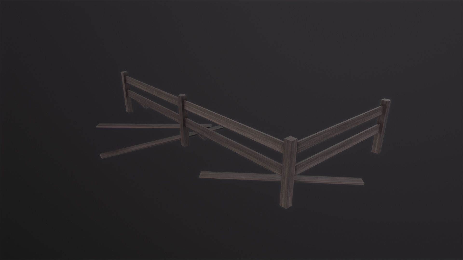 Fence wooden 3D Model Low-poly 3D model_2