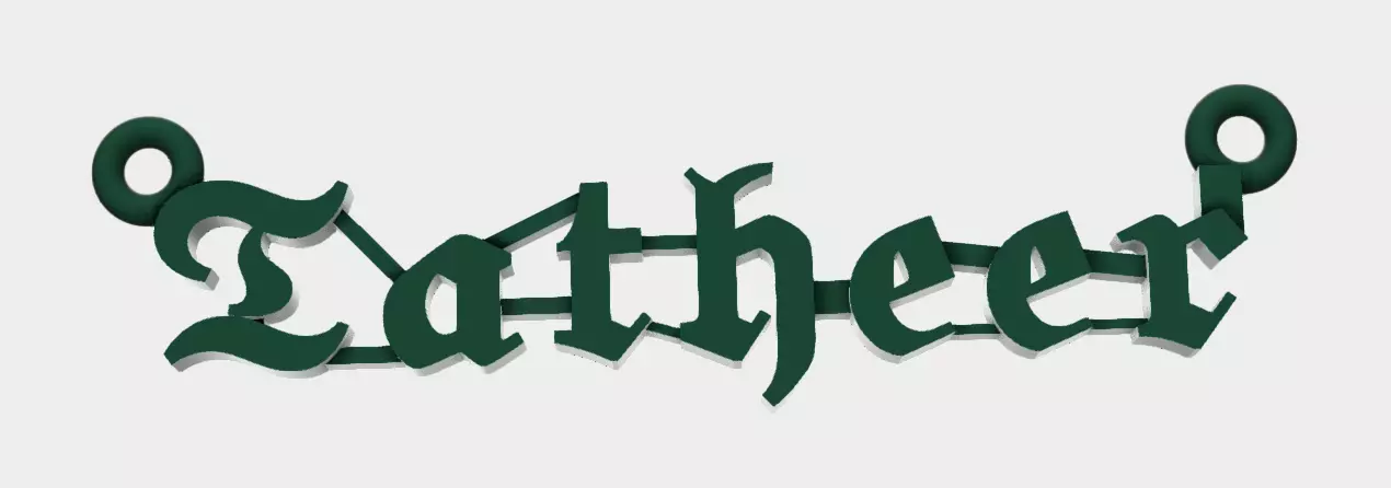 Tatheer name plate pendant 3D model 3D print model_0
