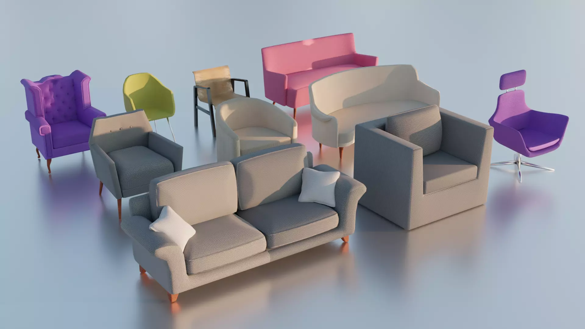 Armchair Pack Free low-poly 3D model