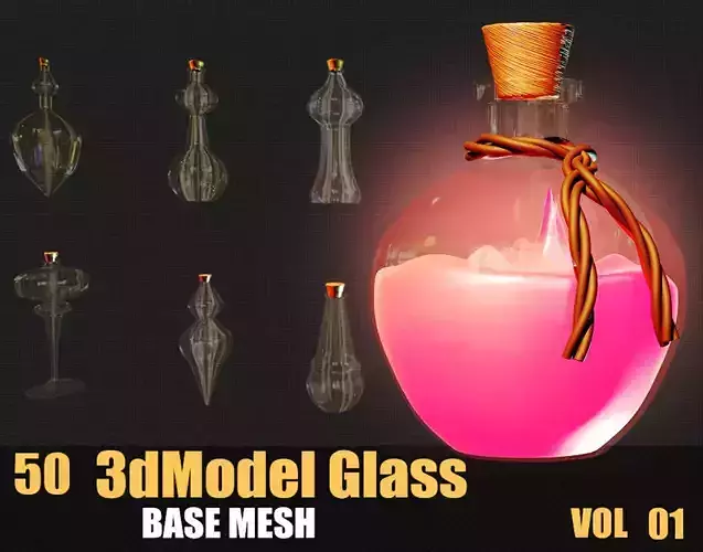 50 3D Glass Models Base Mesh In Maya 3D model 50 3D Glass Models Base Mesh In Maya 3D model