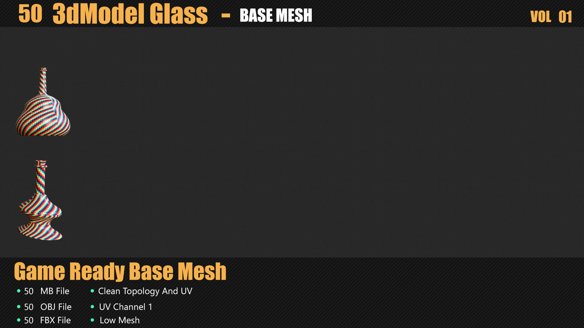 50 3D Glass Models Base Mesh In Maya 3D model_10