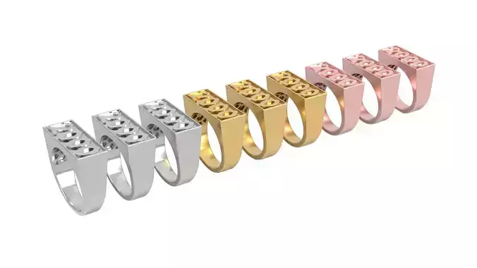 2000 - 2009 Ring Set with and without gallery Size 5 - 9 3D Model Collection