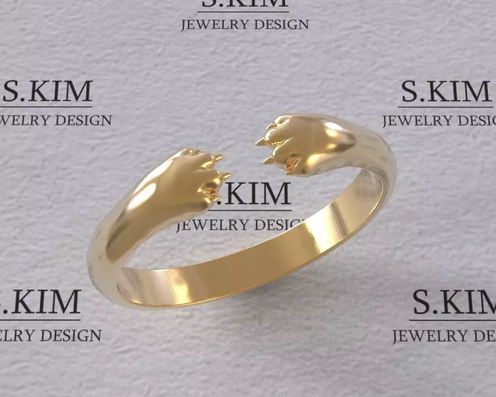 Ring with dog paws and footprints 3D print model_0