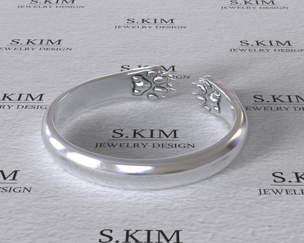Ring with dog paws and footprints 3D print model_1