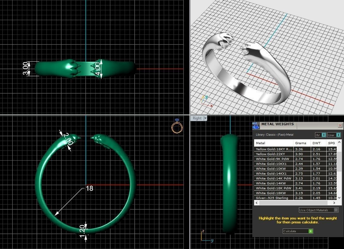 Ring with dog paws and footprints 3D print model_3