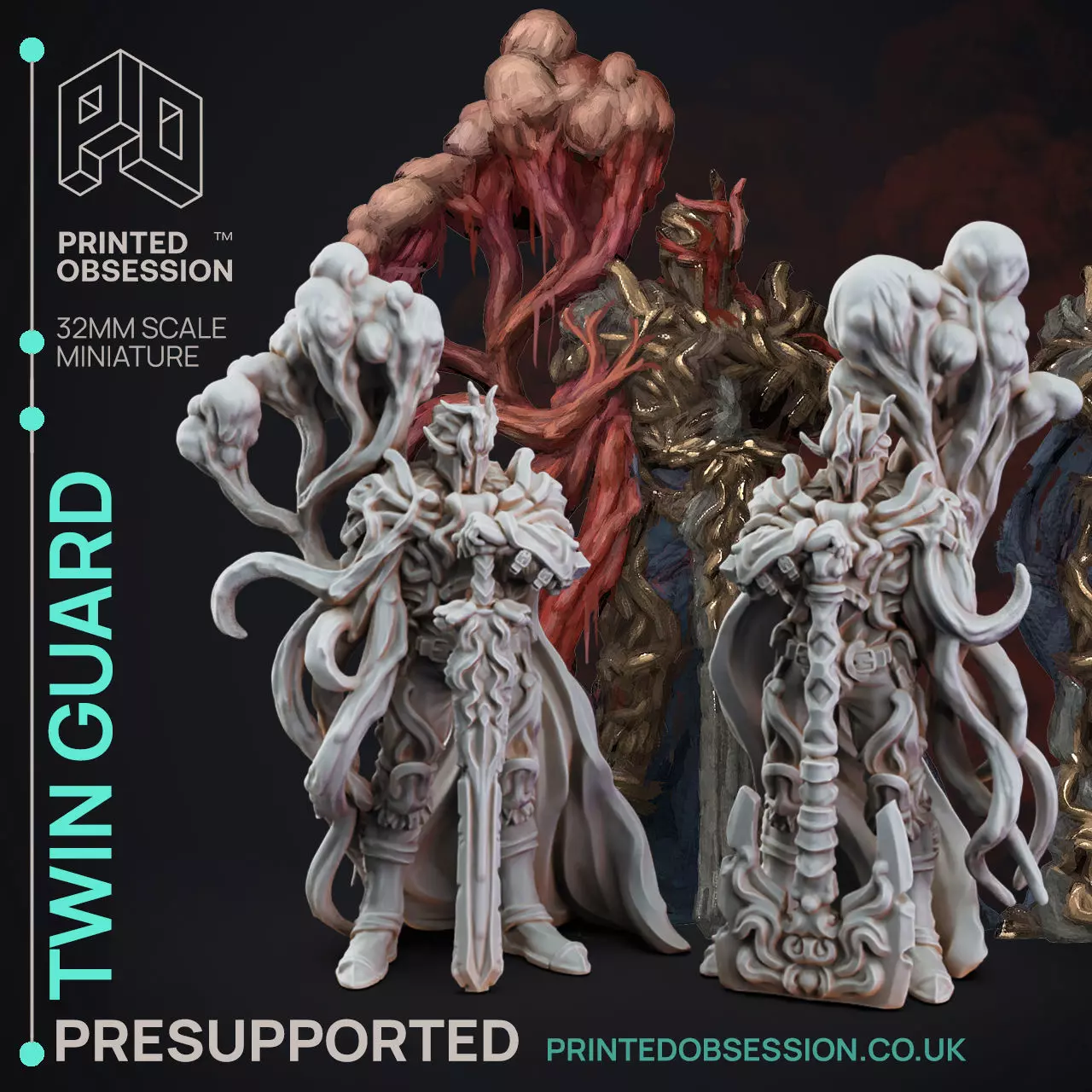Twin Guard - 3D Printable TTRPG - PRESUPPORTED - 32mm Scale 3D print model
