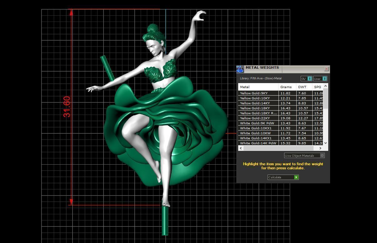 ballerina pendant 3D print model_2
