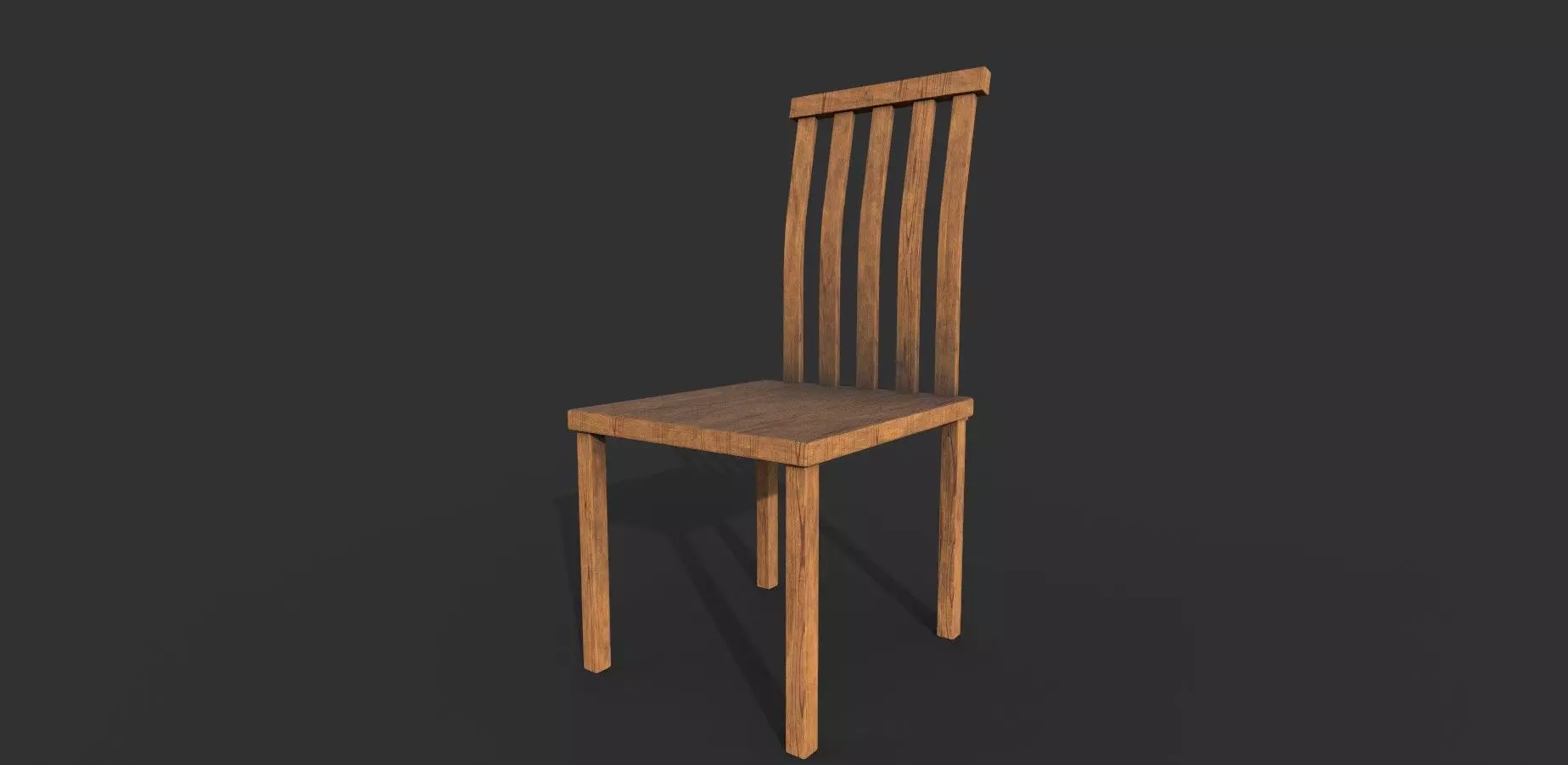 Wooden chair Low-poly 3D model_0