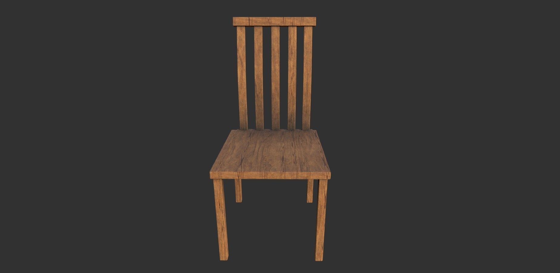 Wooden chair Low-poly 3D model_1