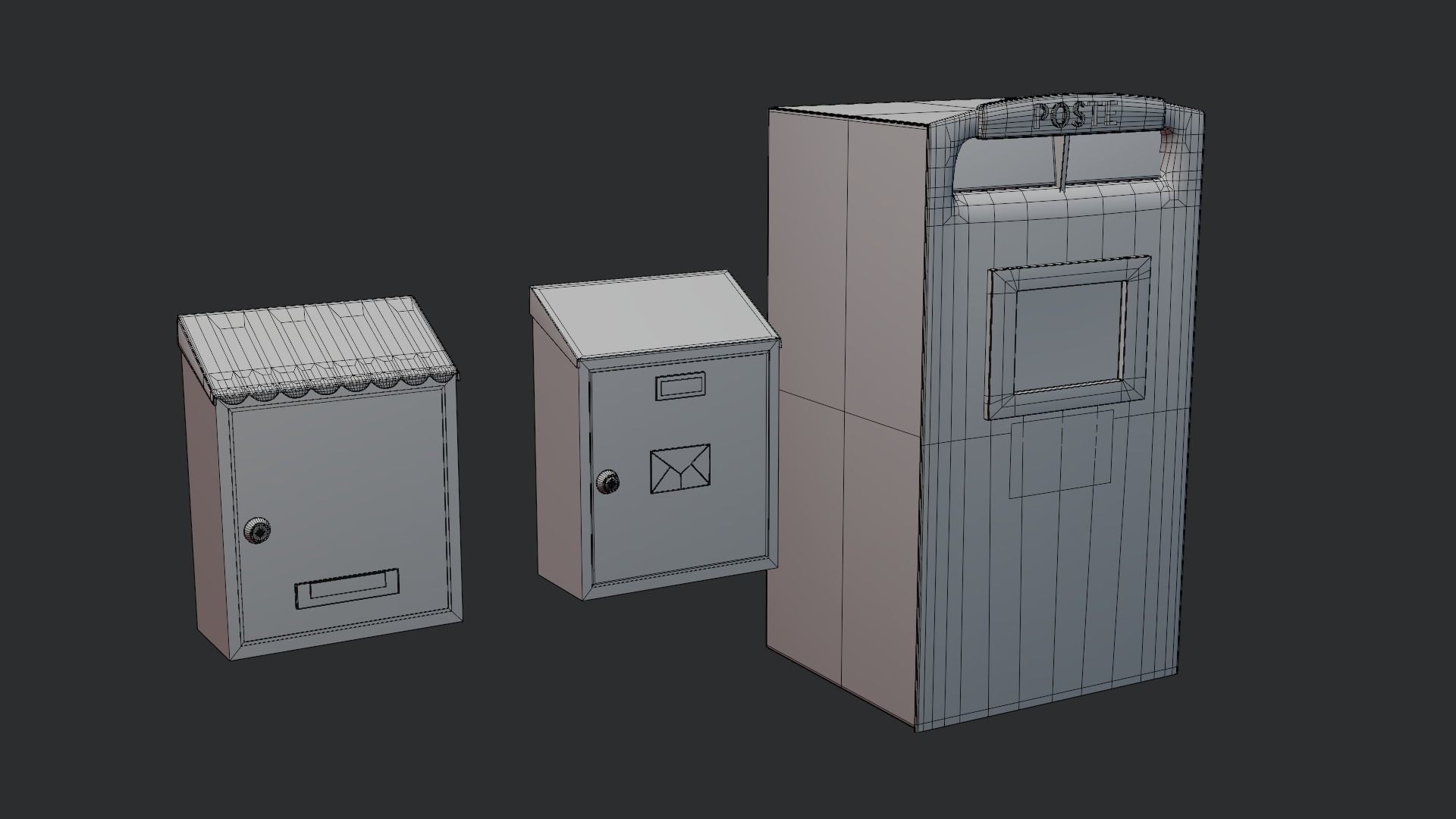 Postbox Low-poly 3D model_9