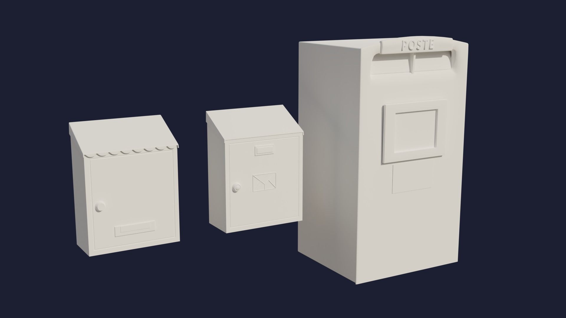 Postbox Low-poly 3D model_8