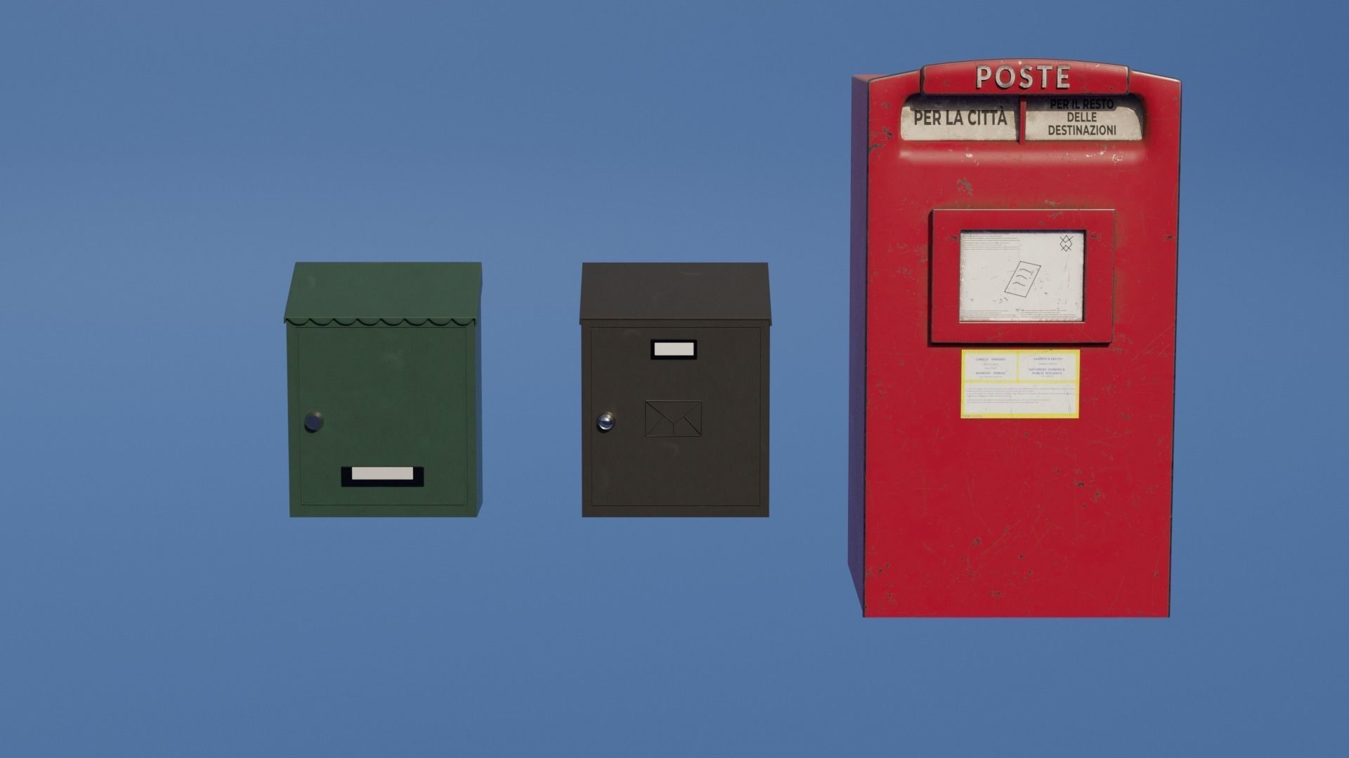 Postbox Low-poly 3D model_2